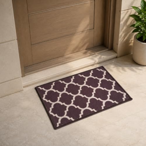 Image of Matz&More Anti Slip Multipurpose Floor Mat, 40x60cm, for Door, Entrance, Bathroom, Bedroom, Kitchen, Office, Trellis Dark Brown