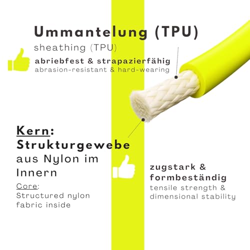 5m Schleppleine Hunde, Wasserfeste Hundeleine Rundleine mit Handschlaufe, Robuste Freilauf-Trainingsleine Neon-Gelb, bis 35kg