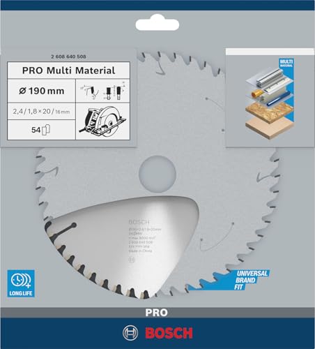 Bosch Professional Kreissägeblatt (für Multi Material, AußenØ: 190 mm, Bohrung: 20 mm, Zubehör für Kreissägen), Grau