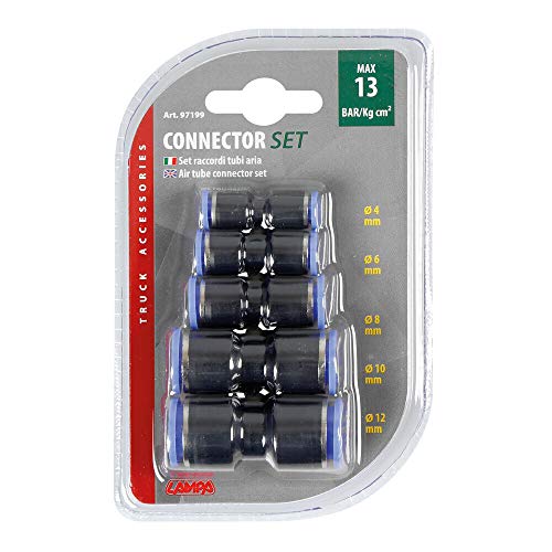 Lampa 97199 Luftschlauchverbinder, Set mit 5 Stück - Ø 4, 6, 8, 10, 12 mm