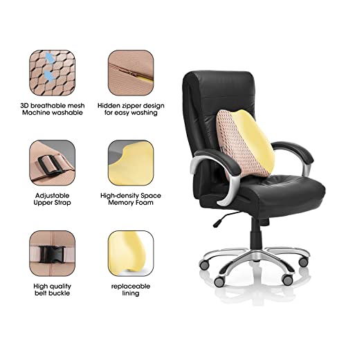 Bipintip Large Lumbar Support Pillow For Office Chair And Seat Cushion For Office Chair - For Back Pain Relief,Improve Posture,Desk Chair,Couch(Beige) #TOP2