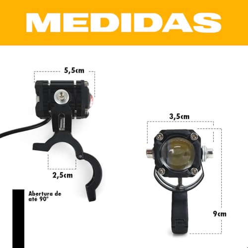 Farol de Milha Kit Farol de Milha Auxiliar Pra Moto U94 25w Compact A Prova D'agua