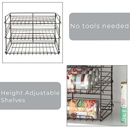 Smart Design Premium 3 Tier Can Rack Organizer W/Adjustable Shelves - Steel Metal Frame - Cans, Jars, & Cooking Ingredients Organization - Kitchen (14.5 X 10.25 Inch) [Bronze] #TOP3