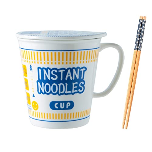 Hanghaijia Keramische Ramen Schüssel Instant Ramen Nudelschale Große Suppenschüssel Mit Griff Und Deckel (Color : Blue, Size : S)