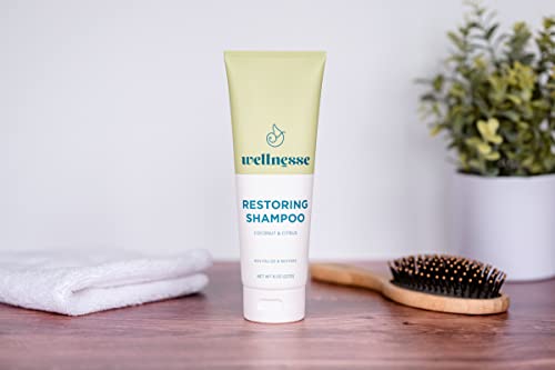 Wellnesse: Restoring Shampoo - For Straight And Curly Hair - 8 Oz - Coconut And Citrus - Smoothens, Softens And Strengthens Hair - Cruelty-Free, Non-Gmo, No Parabens, Sulfates Or Silicone #TOP4
