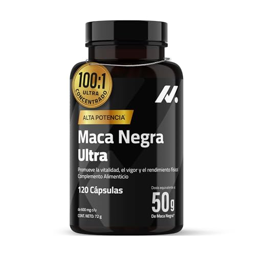 Maca Negra Ultra 50.000 mg (concentrado 100:1) - Vitalidad Masculina y Energía - con Extracto estandarizado, Zinc, B6 y Calcio - vegano, sin cafeína - 120 Cápsulas - Nyvos