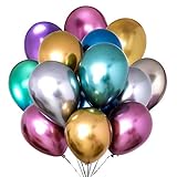 PASOCON 60Pcs 12 Inch Muiltcolor Chrome Balloons Pearl Metal Balloons Rich Color Metallic Latex Decoration for Wedding Birthday Baby Shower Graduation Party
