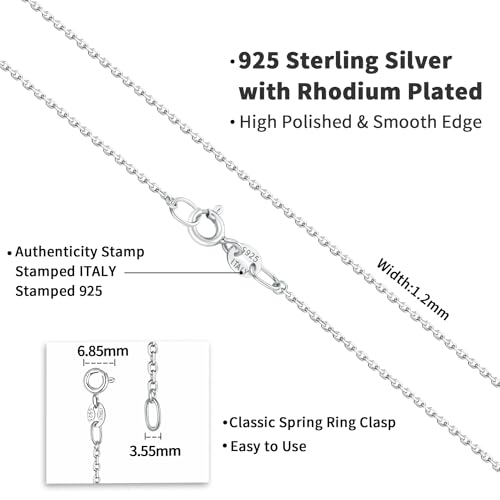 Jewlpire Italian Real 925 Sterling Silver Chain Necklace for Women, 1.2mm Cable Chain Sturdy & Shiny Women's Chains Necklaces 16 18 20 22 24 Inch4