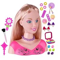 Eznaobo Kids Hairdressing Makeup Doll with 23pcs Accessories, Dolls Hair Styling Model Kids, Make up and Hairstyling Head Toy Set for 3 4 5 6+ Years Old Girls