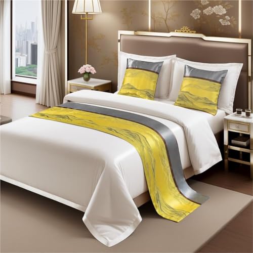 Juego De Caminos De Cama Y Cojines A Juego, Bufandas For La Cama con 2 Fundas De Almohada, Caminos De Cama Y Bufandas Suaves Y Cómodos, Camino De Cama(Yellow,50x210cm)