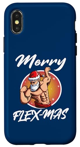 Merry Flexmas �ʔ����{�f�B�r���f�B���O�N���X�}�X �X�g�����O�T���^ �X�}�z�P�[�X iPhone X/XS �p