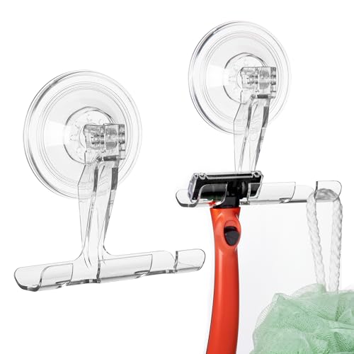 Amuille Suction Cup Razor & Towel Holder, 2 Pack