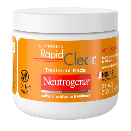 Neutrogena Rapid Clear Acne Treatment Pads with Salicylic Acid Facial Cleanser for Face Cleansing...