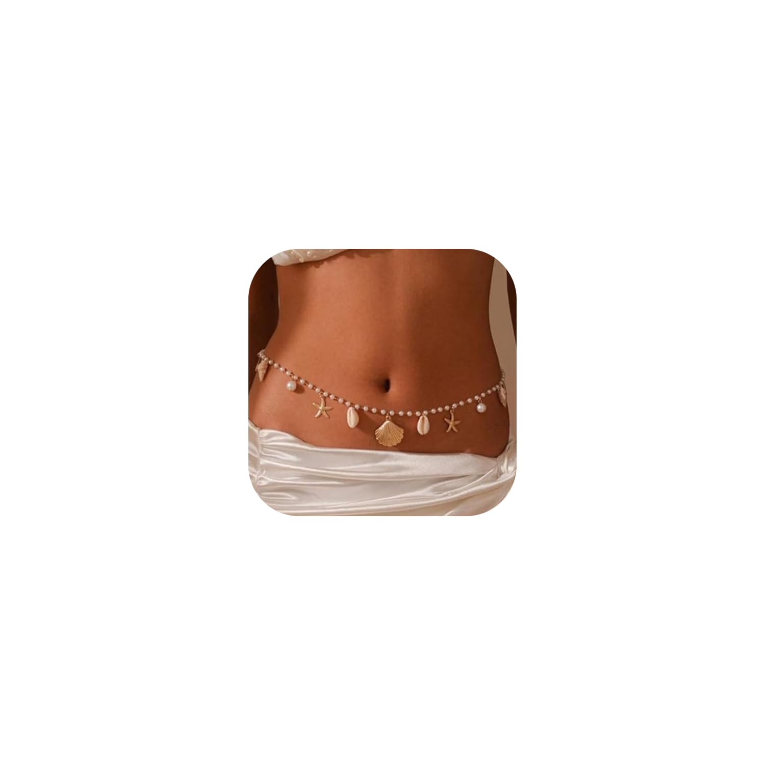 TecoKart® Waist Chain for Women with Shell & Starfish Charms – Sexy Belly Chain for Saree, Bikini, Crop Tops, Beachwear & ...