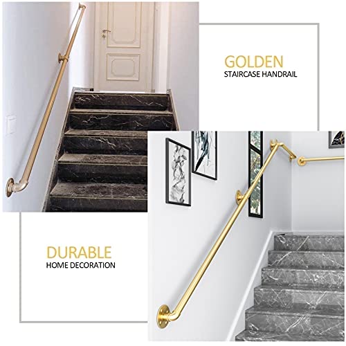 Rampe d'escalier en fer forgé doré de 1 à 6 m avec kit d'installation complet