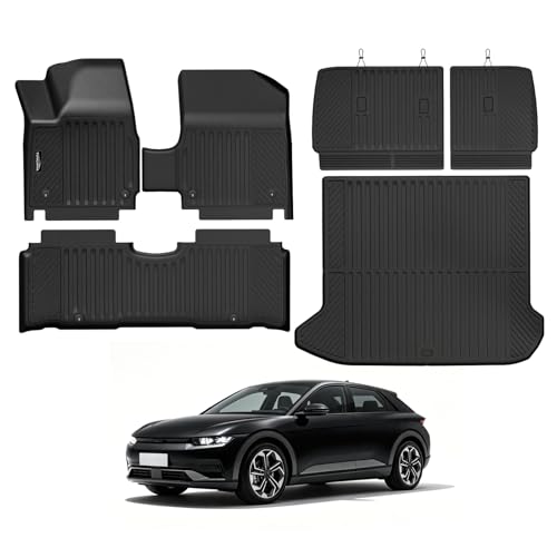 Tongama-Floor Mats for 2025 2026 Hyundai Ioniq 5 Unmovable Console, All Weather TPE Floor Liner and Trunk Mat and Backrest Mats Protectors for Hyundai Ioniq 5 Waterproof Interior Accessories