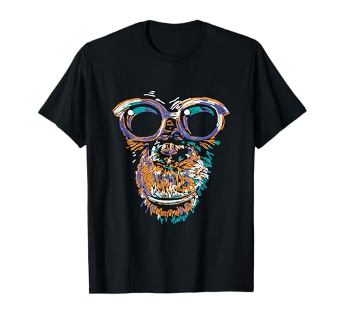 Cooles Affengesicht Silhouette Tierliebhaber Affe Mit Brille T-Shirt
