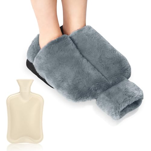 Forbabe 2-IN-1 Wärmflasche Füße Fußwärmer Ohne Strom 2L Groß Warm Fußheizung Pads für den Winter Fußwärmflasche mit Bezug für Hause, Büro...