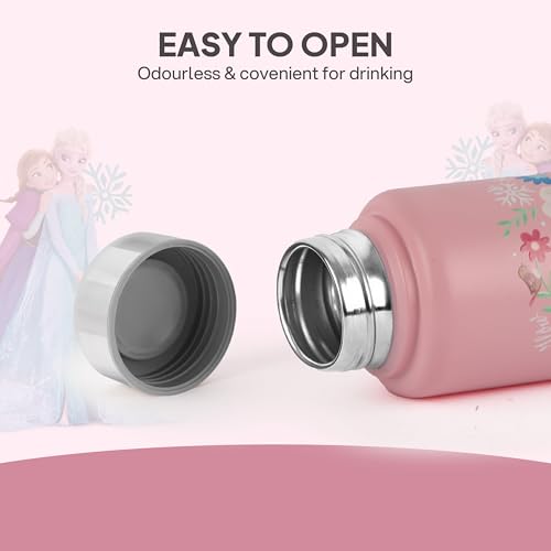 Image of CELLO Kidzbee Vortex Single Wall Steel Water Bottle For Kids 700 ml | 3D Touch & Feel Anna & Elsa Design, Fridge Safe Spill Proof & Leak Proof Stainless Steel Water Bottle For School Kids & Travel