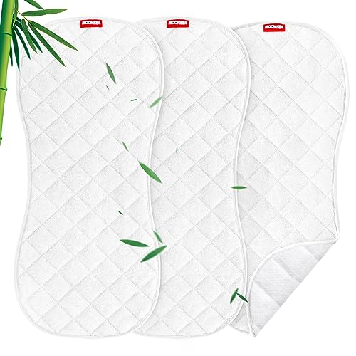 Image of Moonsea Quilted Thicker Changing Pad Liner 3 Pack Waterproof, Fit for Changing Pad Liners are Warm On a Baby's Back Non-Slip Design Reusable Pads Machine Washable, White