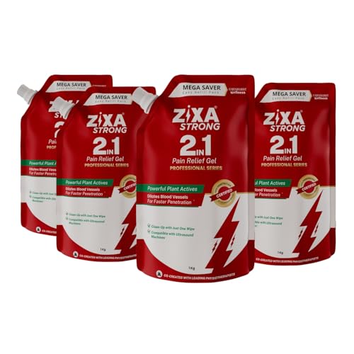 Image of Strong 2 in 1 Pain Relief Ultrasound Gel | Only for Physiotherapists | India's 1st Therapeutic medium + Analgesic Gel | Diclofenac-Free | Enhanced Phonophoresis | Menthol, Camphor & Wintergreen | 1Kg (Pack of 4) (Professional Series)