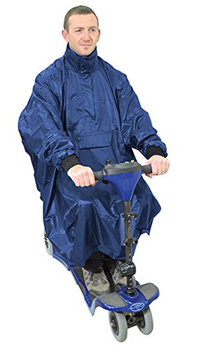 Aidapt Waterproof Scooter Poncho Full Weather Protection, Showers, Rain, Cold, Drawstring Hood, Elasticated Cuffs, Universal Sizing,Mobility,Elderly,Cape,Windproof,Coverall,Disability,Navy Blue - Image 4