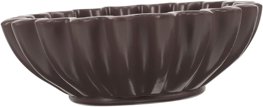 Decorative Resin Fruit Bowl with Grooved Ruffle Edge, 10-inch Black Decorative Bowl for Living Room Centerpiece, Key Holder, Jewelry Tray, Candy Dish for Entryway Storage