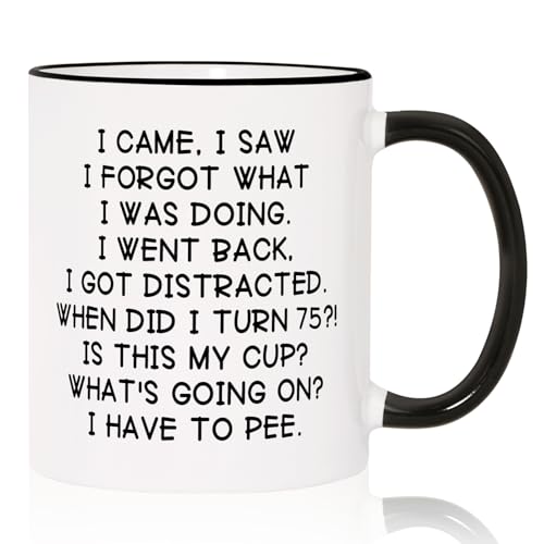Shqiueos Funny 75th Birthday Gifts for Women Men Mug 11oz, 75 Year Old Birthday Gift for...