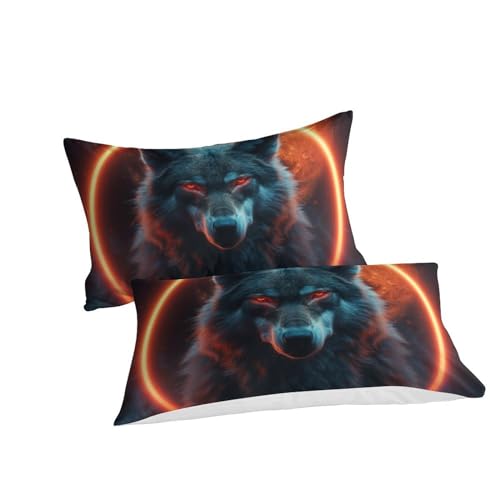Linge de lit loup 200x200 impression 3D haute définition finitions zip