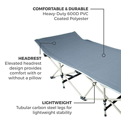 Osage River Camping Cot With Pocket For Adults - Folding Camping Cot - Portable Cots For Sleeping - Rated For 300 Lbs, Gray #TOP2