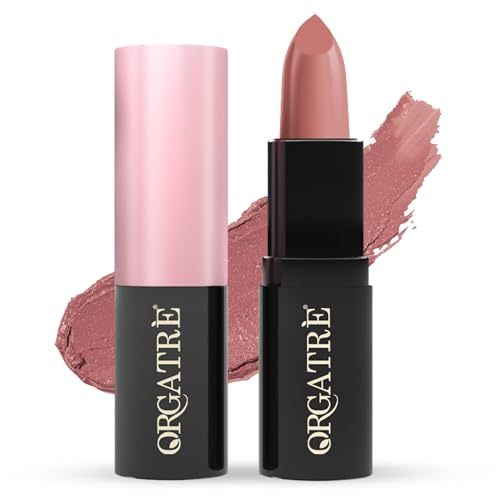 Image of Orgatre MoodBliss Creamy Matte Long Lasting Bullet Lipstick for Women | Intense Colour, Keeps Lips Moisturised | Non-Drying | Highly Pigmented Non-Transfer Formula | Enriched with Almond Oil (Sassy Pink, 3.2 gm)