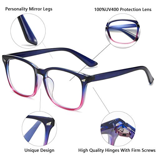 Aisswzber 8082-GRADIENT PINKN Unisex Stylish Square Non-Prescription Eyeglasses Clear Lens Glasses thumb #1