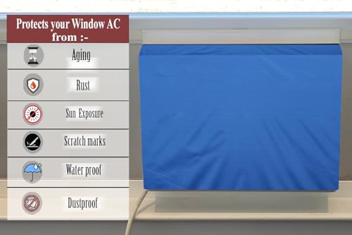 Image of The Furnishing Tree window ac cover suitable for BlueStar 2 Ton WFA324LN, Royal Blue Color Elastic fit Cover for front and rear Of Window Ac