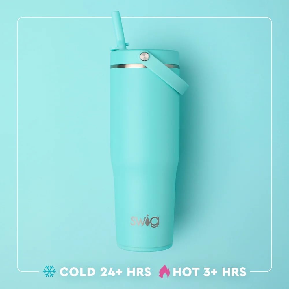 Swig Life 30oz Leak Proof To-Go Tumbler, 30oz Leak Proof Water Bottle with Handle and Straw, Large Insulated Tumblers, Cup Holder Friendly Travel Mug, Reusable Leakproof Water Bottle (Sage Mist) - Image 2