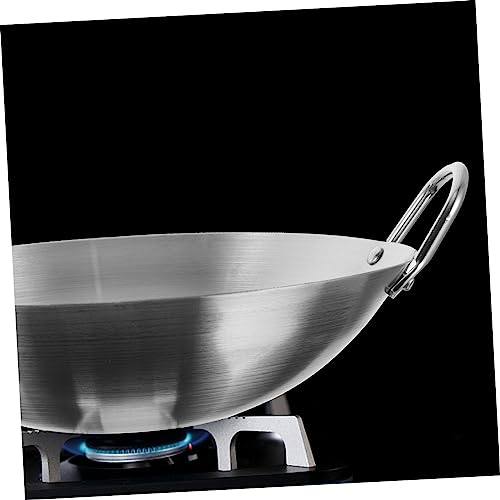 Wok de acero inoxidable con doble asa para cocina y fritura miniatura 5