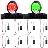 VIHOSE 8 Pcs Halloween Glowing Laser Eyes 24 Inch Light Eyes with Micro Effects Controller Diodes Micro LED Lights for Halloween Decoration Skull Masks Props, Red and Green