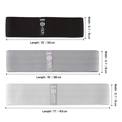 Te-Rich Fabric Resistance Loop Exercise Bands, Cloth Booty Training Bands, Heavy/Non-Slip/Thick Wide Fitness Elastic Circle Band for Legs and Butt/Squat/Glute/Hip/Thigh, Gym Workout Band for Women/Men - Thumbnail 4