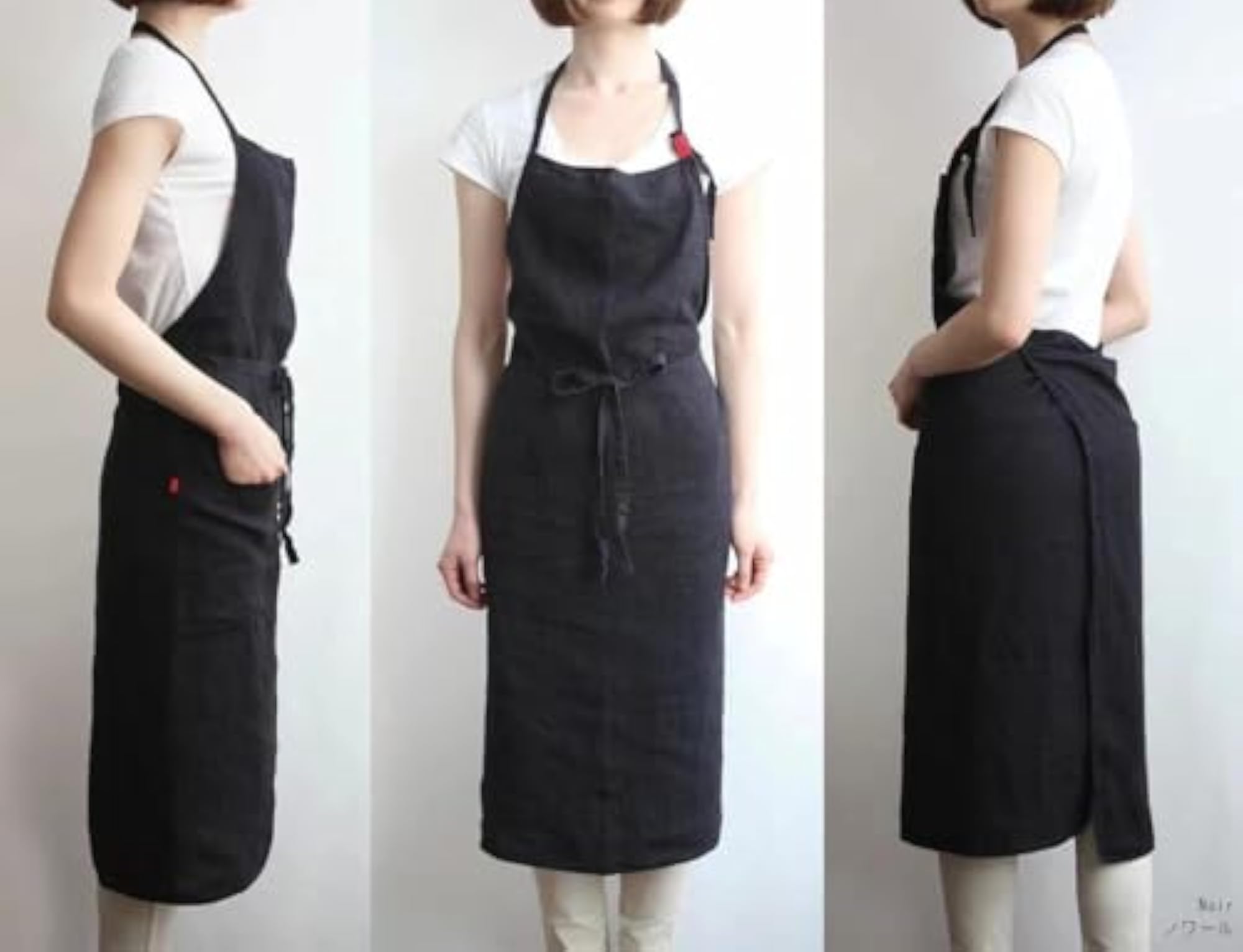 Linen Bib Apron with Pockets for Women, Cooking Kitchen