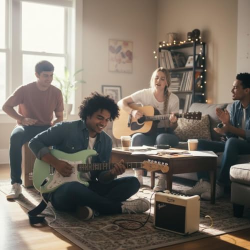 Image of Fender Squier Stratocaster Electric Guitar, Beginner Guitar, with 2-Year Warranty, Includes Free Lessons, Surf Green with Matte Finish