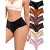 ALL OF SHE Thongs for Women High Waisted Seamless Underwear Women Wave Edge No Show Sexy Breathable Panties 6 Pack