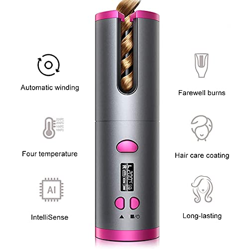 Prasacco Modelador de cabelo automático sem fio, modelador de cachos de cerâmica inteligente com 6 m