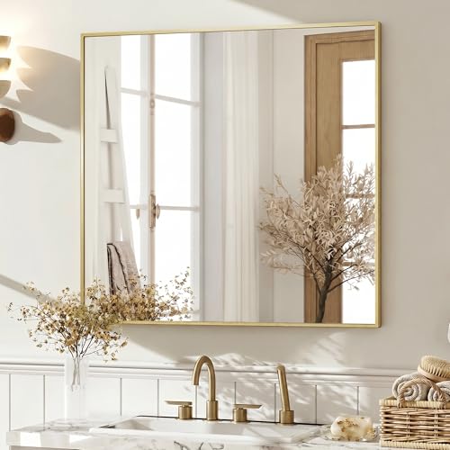 FurniXpress 30x30 Satin Gold Mirror