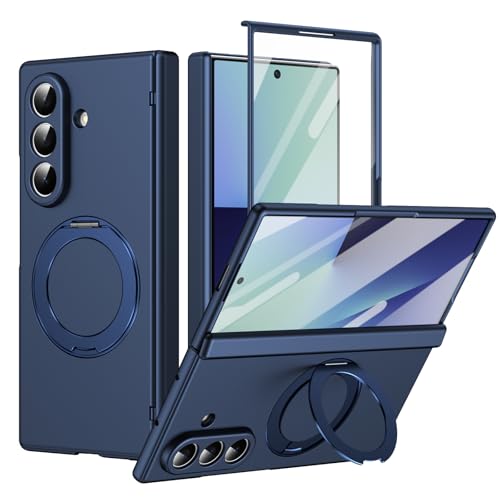 Coque Samsung Galaxy Z Fold 7 bleu avec charnière et protège-écran