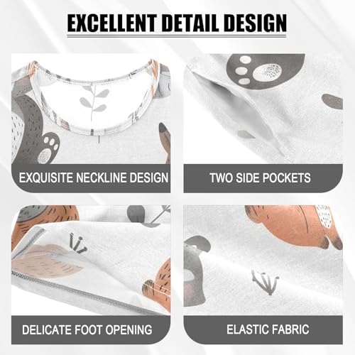 ALAZA Deer Fox Rabbit White Pajamas Short Sleeve 2 Piece Sleepwear Top and Bottom Pajama Set Unisex4