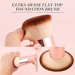 DUcare Foundation Brush for Liquid Makeup,Flat Top Kabuki Foundation Brushes - Premium Makeup Brush for Liquid, Cream, Powder,Buffing, Blending,Pink - Image 2