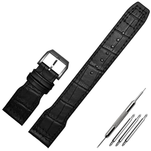 Bracelet de montre en cuir véritable 22mm style aviateur avec rivets robustes