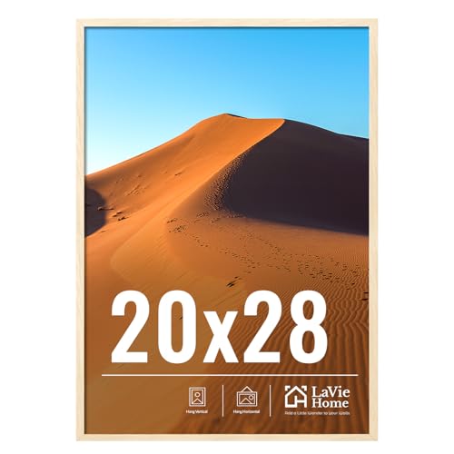 Image of LaVie Home 20x28 Picture Frame for Wall Display, 20x28 Picture Frame Oak with HD Plexiglas, 20 x 28 Poster Frame 1 Pack, Display Frame for Vertical or Horizontal, Classic Collection