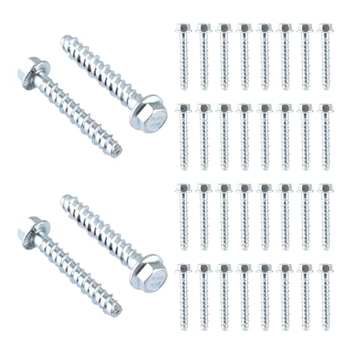 DAJAVE Lot de 50 vis à béton à tête hexagonale- Vis à béton sans chevilles - Vis à béton galvanisée avec disque - Pour maçonnerie, béton, architecture, industrie (M8x60)