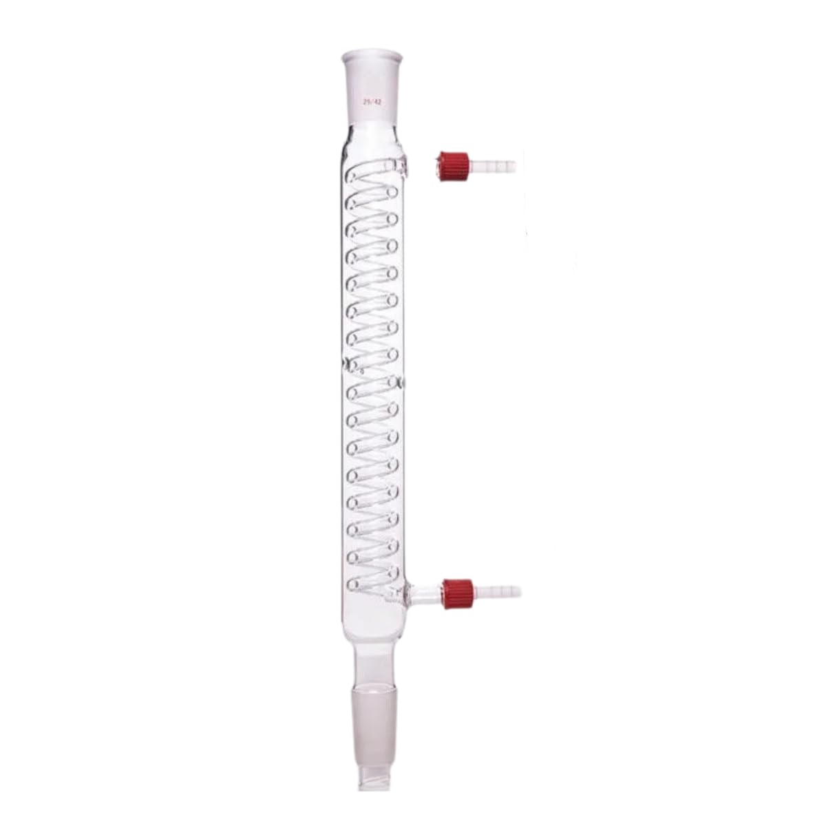 Borosilicate Glass Graham Condenser with 29/42 Joint 300mm Jacket Length Lab Condenser with 8mm Removable Hose Connections
