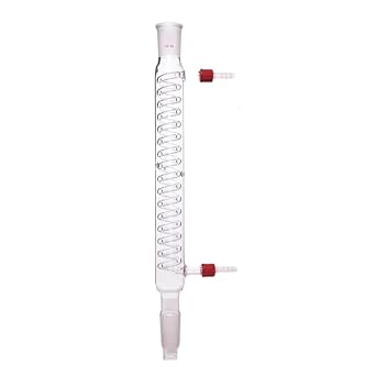 Borosilicate Glass Graham Condenser with 29/42 Joint 300mm Jacket Length Lab Condenser with 8mm Removable Hose Connections